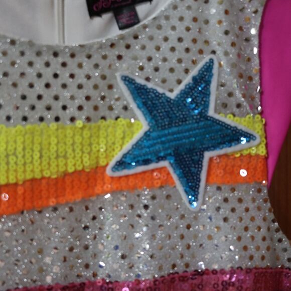 JoJo Siwa Silver Sequin Jumpsuit with Pink and Blue Accents - Picture 13 of 15